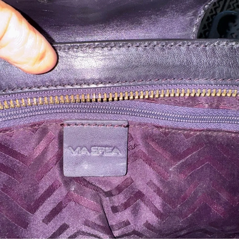 Via Spiga Leather Black Clutch with Gold Hardware.